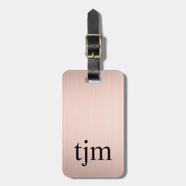 Elegant Faux Rose Golden Bold Monogram  Luggage Tag (Front Vertical)