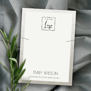 ELEGANT FAUX SILVER BORDER LOGO NECKLACE DISPLAY BUSINESS CARD