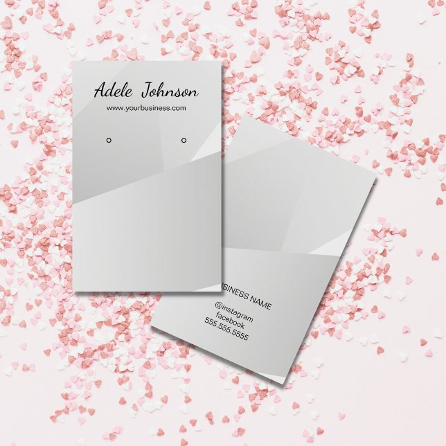 Elegant Faux Silver Geometric Earring Card (Creator Uploaded)