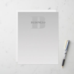 Elegant Faux Silver Grey Gradient Monogram Classic Custom Letterhead
