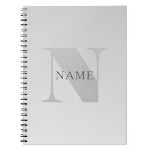 Elegant Faux Silver Grey Gradient Monogram Classic Notebook