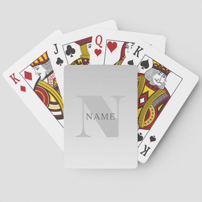 Elegant Faux Silver Grey Gradient Monogram Classic Playing Cards (Back)