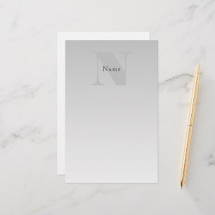 Elegant Faux Silver Grey Gradient Monogram Classic Stationery
