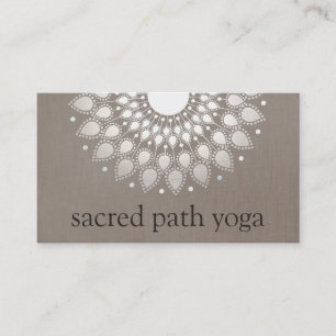 Elegant Faux Silver Ornate Lotus Mandala Business Card