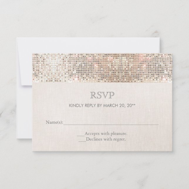 Elegant Faux Silver Sequins Beige Look RSVP 2 (Front)