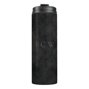 Elegant Faux Stamp on Mottled Black Thermal Tumbler