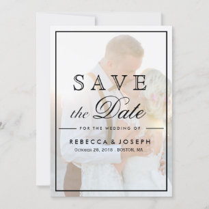 Elegant Faux Vellum Overlay Photo Wedding Save The Date