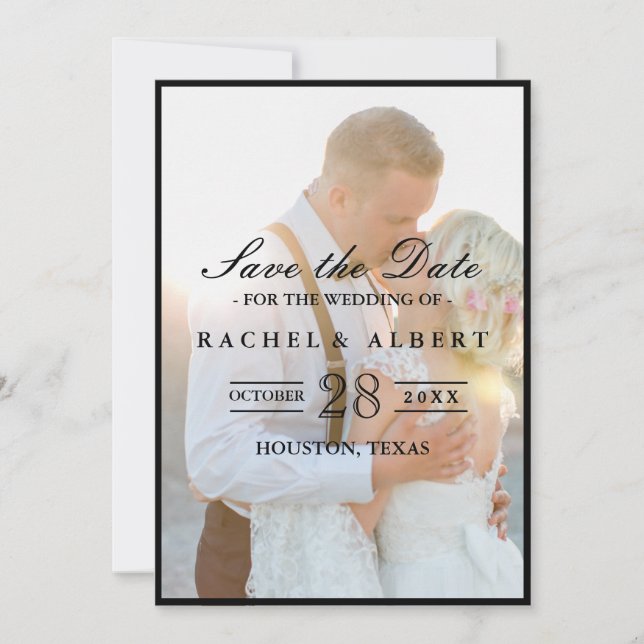 Elegant Faux Vellum Overlay Photo Wedding Save The Date (Front)