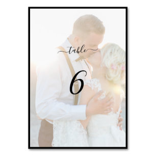 Elegant Faux Vellum Overlay Photo Wedding Table Nu Number