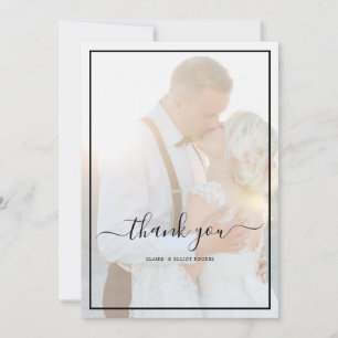 Elegant Faux Vellum Overlay Photo Wedding Thank Yo You Card