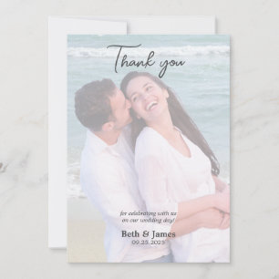 Elegant Faux Vellum Photo Beach Wedding Thank you 