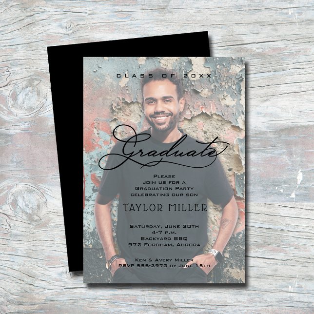 Elegant Faux Vellum Photo Graduation Invitation (Elegant Faux Vellum Photo Graduation Invitations)