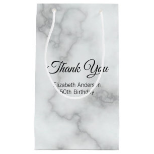 Elegant Faux White Marble Birthday Party Thank You Small Gift Bag