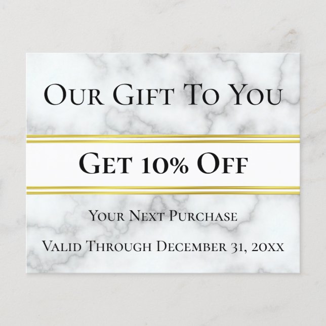 Elegant Faux White Marble Business Discount Flyer (Front)