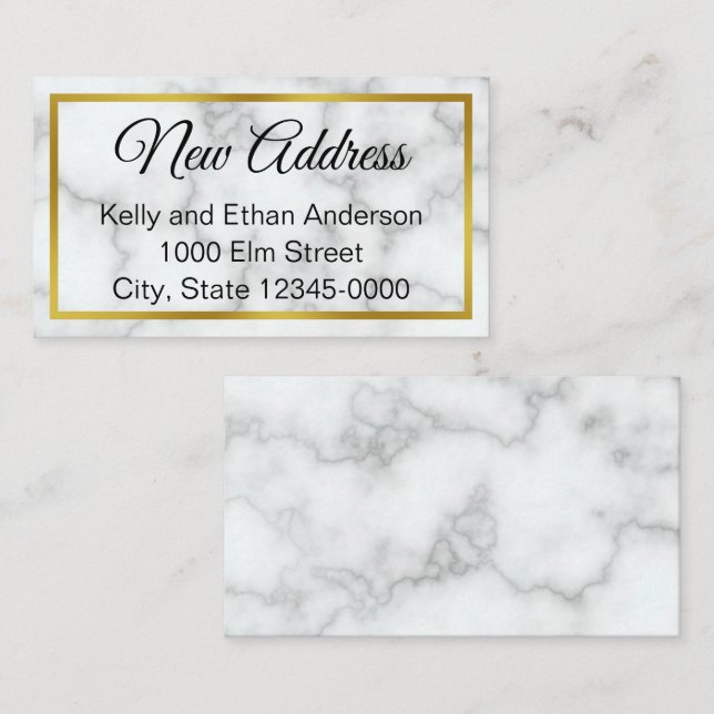 Elegant Faux White Marble Moving Announcement (Front/Back)