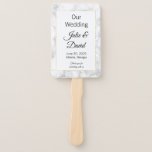 Elegant Faux White Marble Wedding Hand Fan<br><div class="desc">This white marble look wedding program fan also has a faux gold border. Customise your program fan with your names and wedding ceremony details.</div>