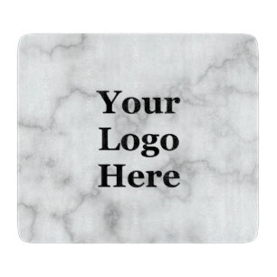 Elegant Faux White Marble Your Business Logo Here Cutting Board