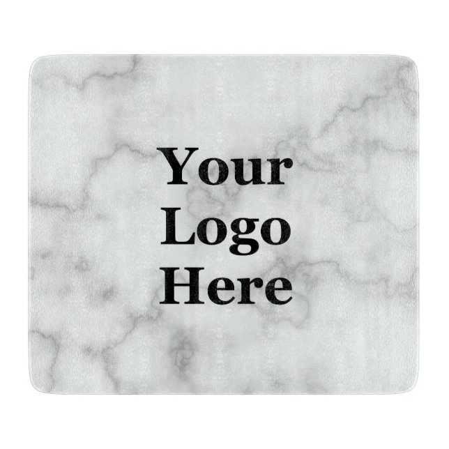 Elegant Faux White Marble Your Business Logo Here Cutting Board (Front)