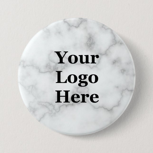 Elegant Faux White Marble Your Logo Here 7.5 Cm Round Badge (Front)