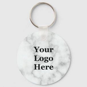 Elegant Faux White Marble Your Logo Here Template Key Ring