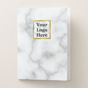 Elegant Faux White Marble Your Logo Here Template Pocket Folder