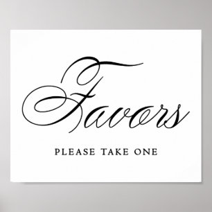 Elegant Favours Black Script Horizontal Table Poster