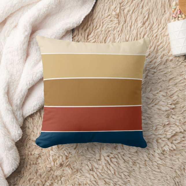 Elegant Fawn Terracotta Striped Pattern Fall Cushion (Blanket)