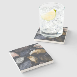 Elegant Feather Bohemian Stone Coaster