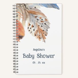 Elegant Feather Boho Baby Shower Gift List Notebook