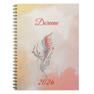 Elegant Feather Floral Watercolour  notebook 