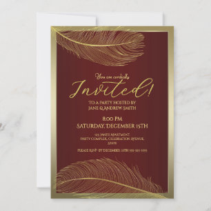 Elegant Feather Invitation Card Luxury Celebration