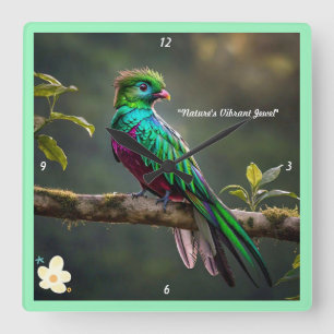 "Elegant Feathers" Square Wall Clock