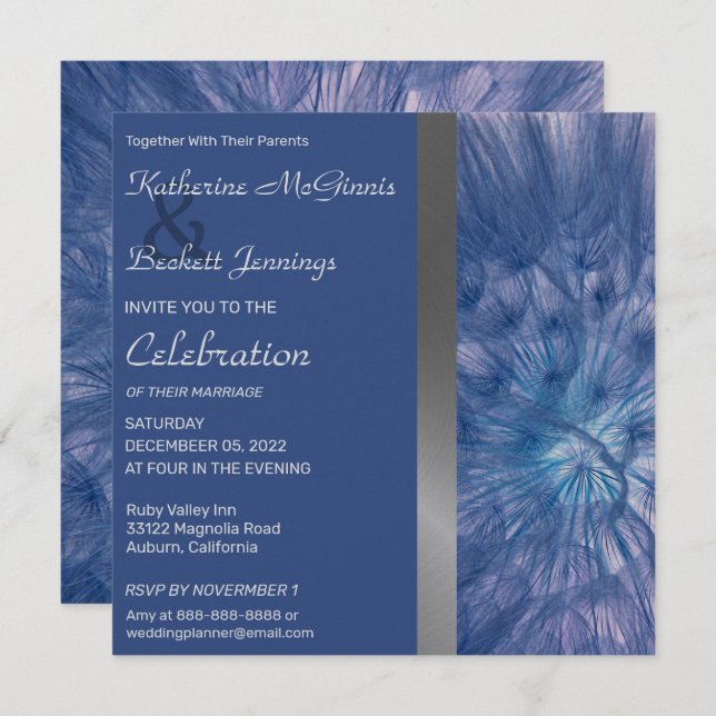 Elegant Feathers Wedding Invitation (Front/Back)