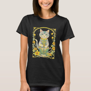 Elegant Feline Tea Time T-Shirt