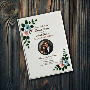 Elegant Felt Floral Wedding Invitation 