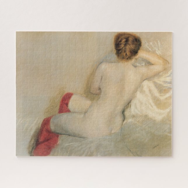 Elegant Female Beauty with Red Stockings Jigsaw Puzzle (Horizontal)