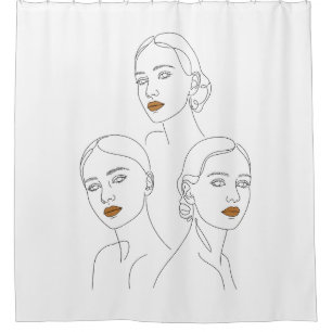 Elegant Female Line Art Trio, Minimalist Female Shower Curtain