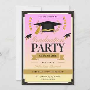 Elegant feminine Cap graduation invitation