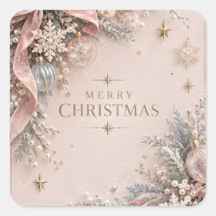Elegant Feminine Christmas , Dusty Pink Style Square Sticker