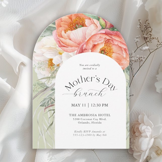 Elegant Feminine Floral Mother's Day Brunch Invitation (Creator Uploaded)
