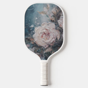 Elegant Feminine Floral Oil Painting Rose Pickleball Paddle