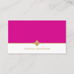 Elegant Feminine Hot Pink Gold Dots  Business Card
