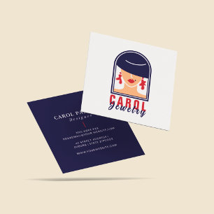 Elegant Feminine Jewellery Designer Handmade Logo  Square Business Card