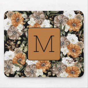 Elegant feminine look Black and brown initial Mouse Pad