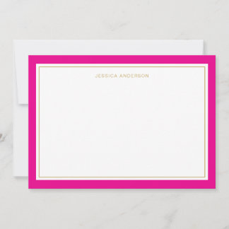 Elegant Feminine Magenta Gold Border Personalised Card