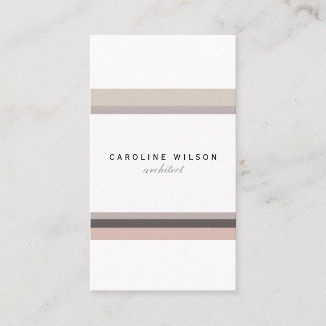 Elegant feminine minimalist modern white pink line business card (Front)