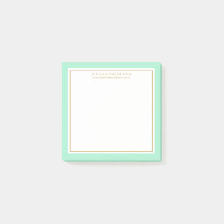 Elegant & Feminine Mint/White/Gold Personalised Post-it Notes