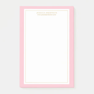 Elegant Feminine Pink/White/Gold Personalised Post-it Notes