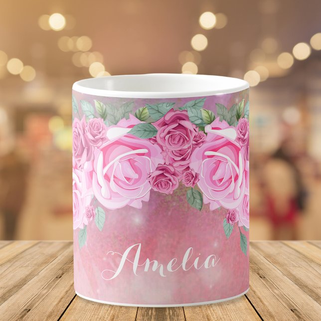 Elegant Feminine Romantic Pink Roses Arrangement  Coffee Mug (Creator Uploaded)