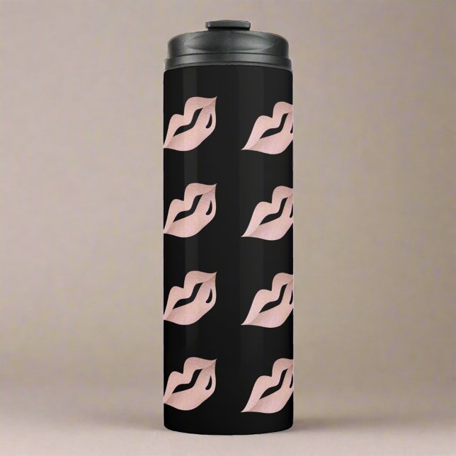 Elegant Feminine Rose gold Lips & Black  Thermal Tumbler (Creator Uploaded)